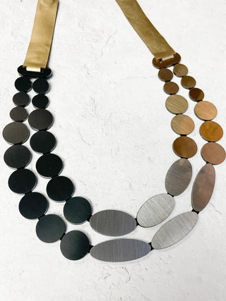 Iskin Sisters Iris Necklace, Silver/Black/Gold - Statement Boutique
