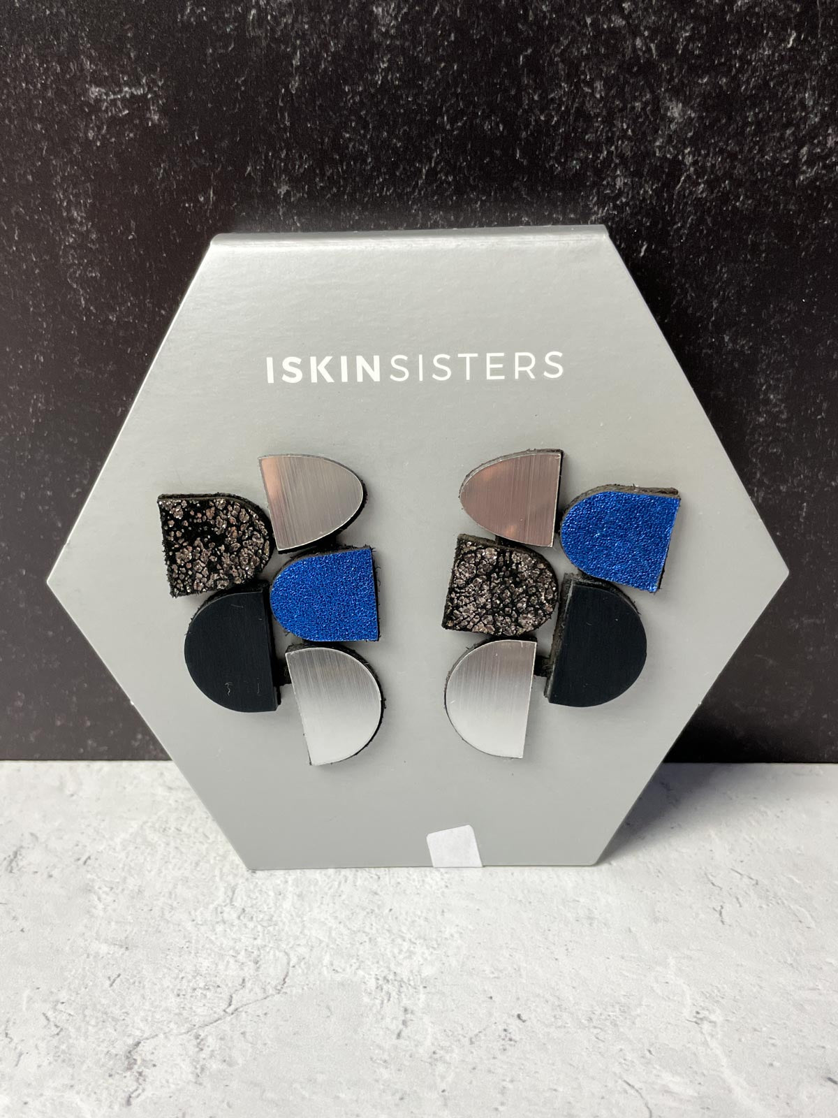 Iskin Sisters Sophie&#39;s Vision Mixed Shape Earrings, Blue/Silver - Statement Boutique