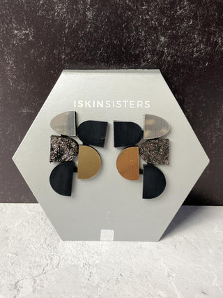 Iskin Sisters Sophie's Vision Mixed Shape Earrings, Gold/Silver - Statement Boutique