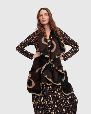 Alembika Piped Cozy Draped Vest, Floral - Statement Boutique