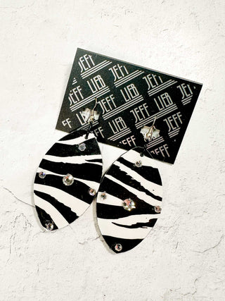 Jeff Lieb Total Design Jewelry Almond Shaped Paper Drop Earrings, Zebra - Statement Boutique
