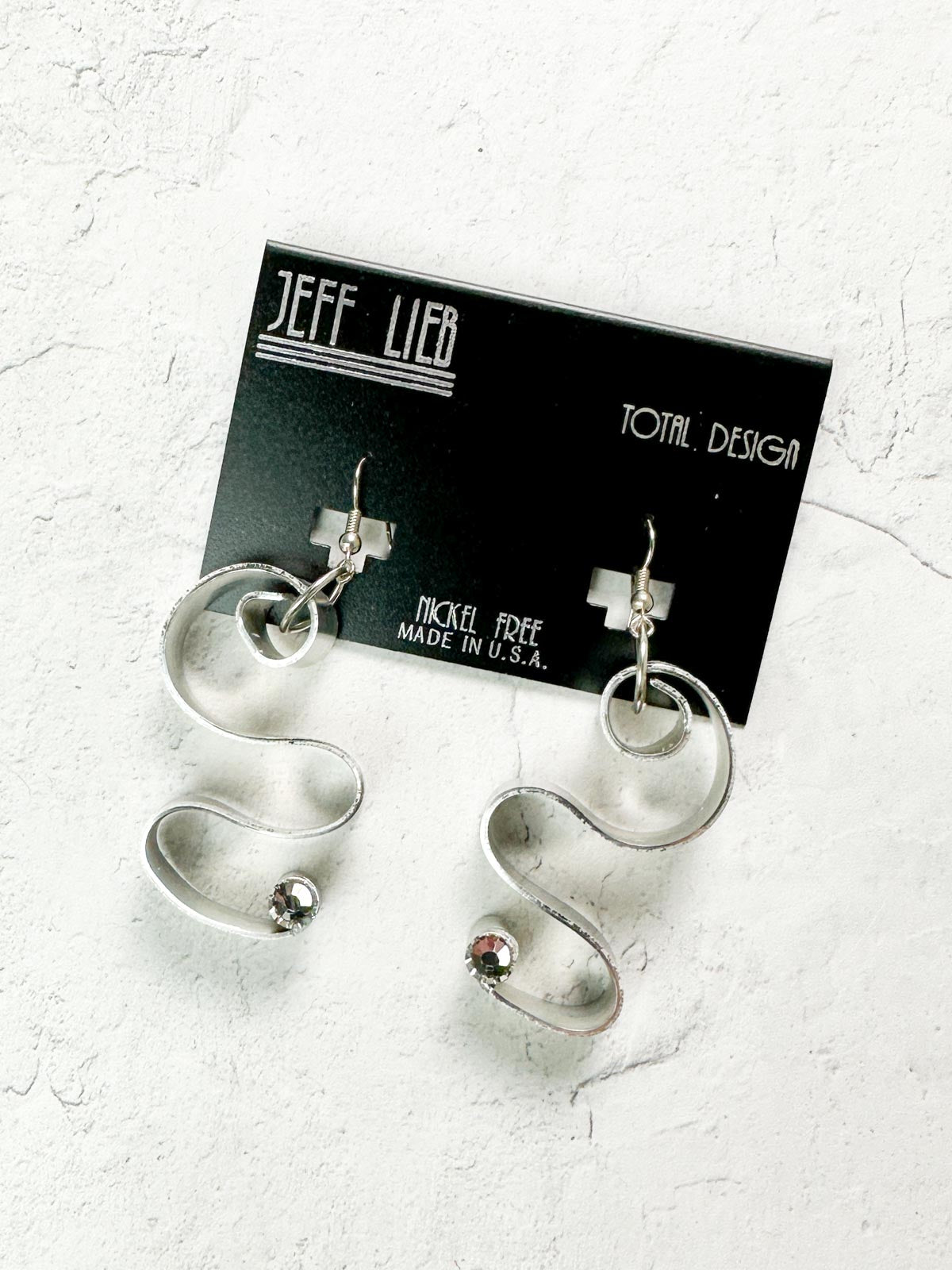 Jeff Lieb Total Design Jewelry Aluminum Bar Squiggle Earrings, Silver - Statement Boutique