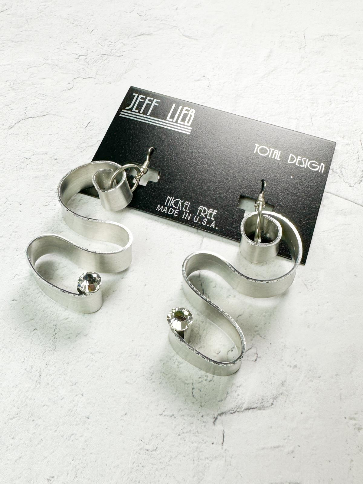 Jeff Lieb Total Design Jewelry Aluminum Bar Squiggle Earrings, Silver - Statement Boutique