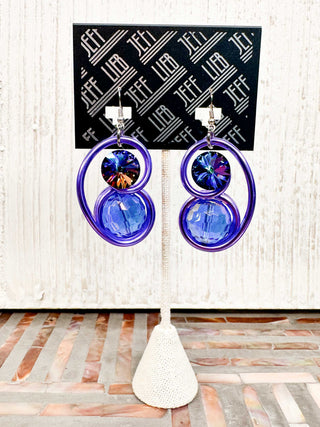 Jeff Lieb Total Design Jewelry Beaded Swirl Earrings, Purple - Statement Boutique