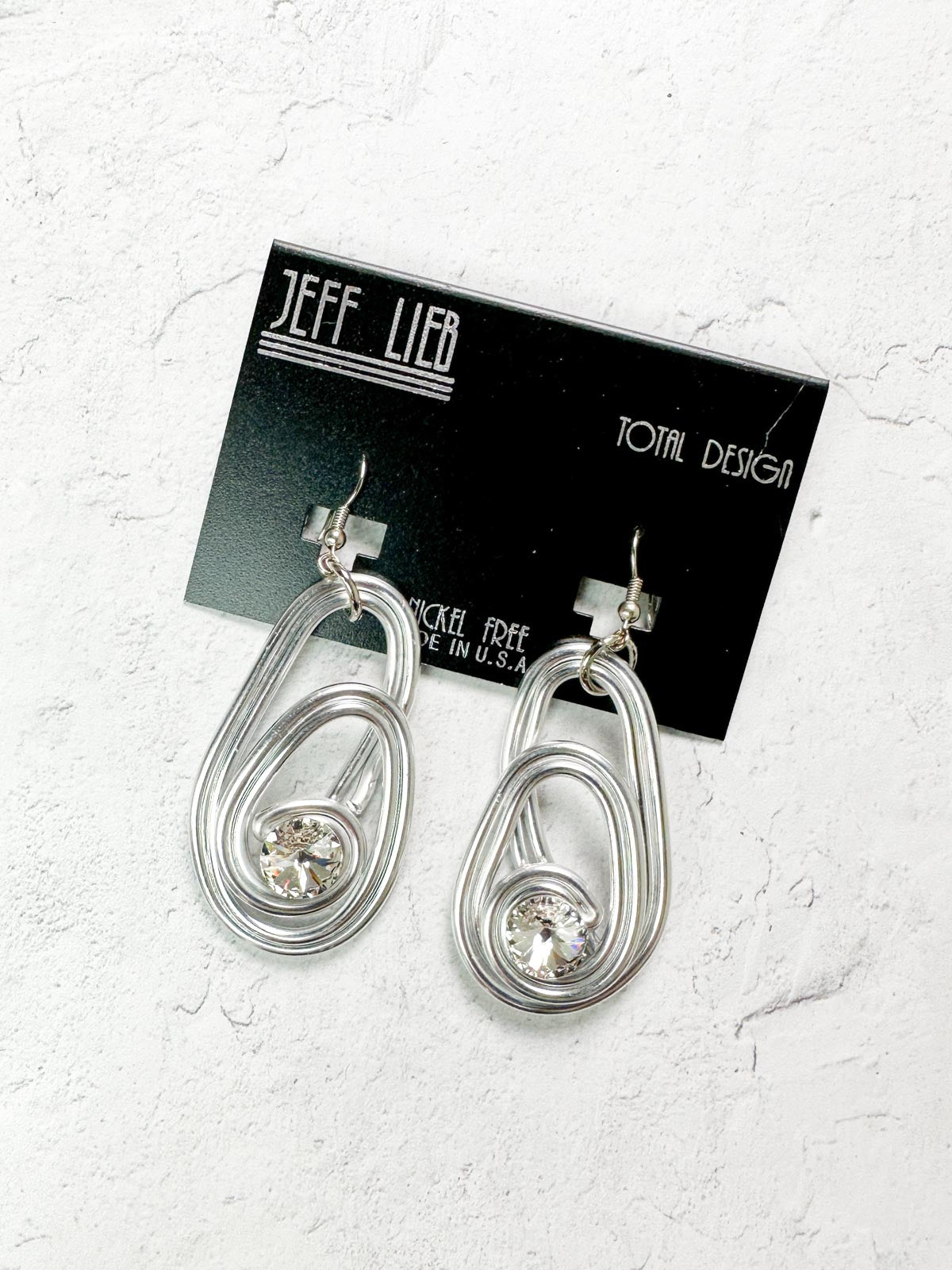 Jeff Lieb Total Design Jewelry Crystal & Duo Wire Drop Earrings, Silver - Statement Boutique