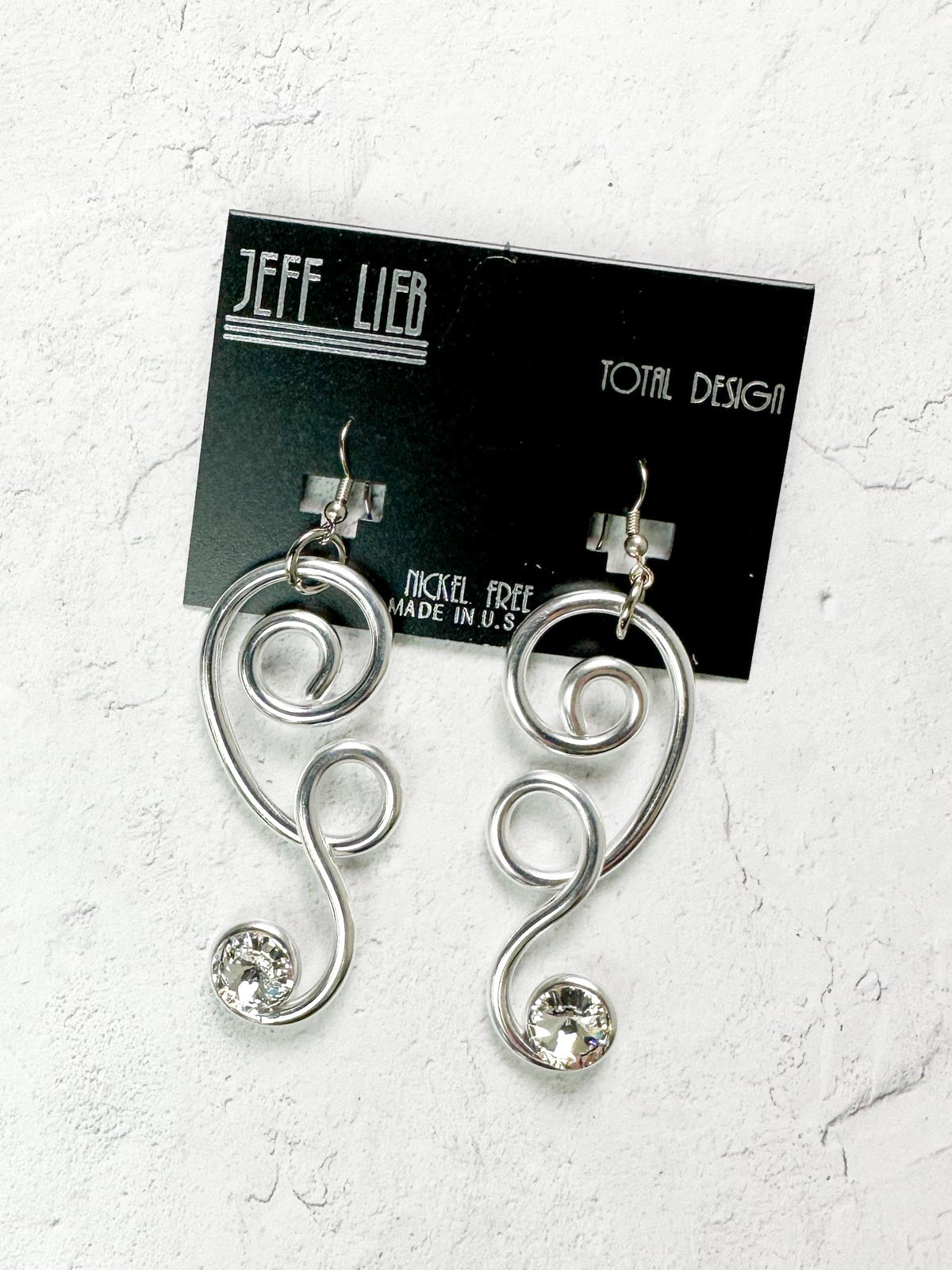 Jeff Lieb Total Design Jewelry Crystal & Wire Swirl Drop Earrings, Silver - Statement Boutique