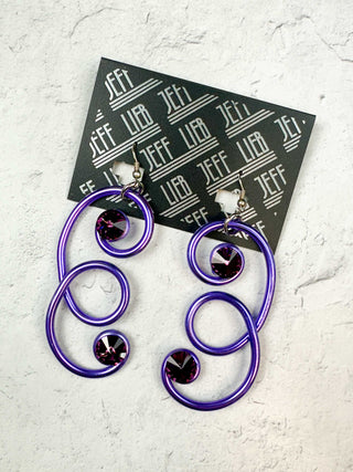 Jeff Lieb Total Design Jewelry Double Crystal & Swirl Earrings, Purple - Statement Boutique