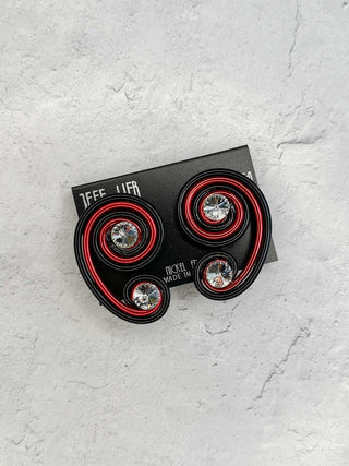 Jeff Lieb Total Design Jewelry Mixed Wire & Crystal Clip Earrings, Black/Red - Statement Boutique