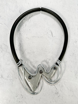 Resin & Wire Zig Zag Necklace, Silver