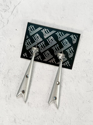 Arrow Drop Earrings, Silver