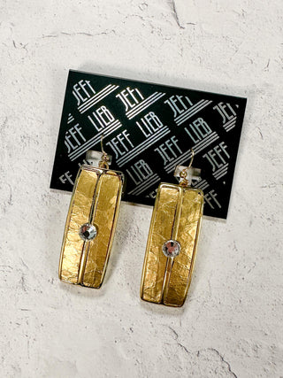 Rectangular Drop Earrings, Gold