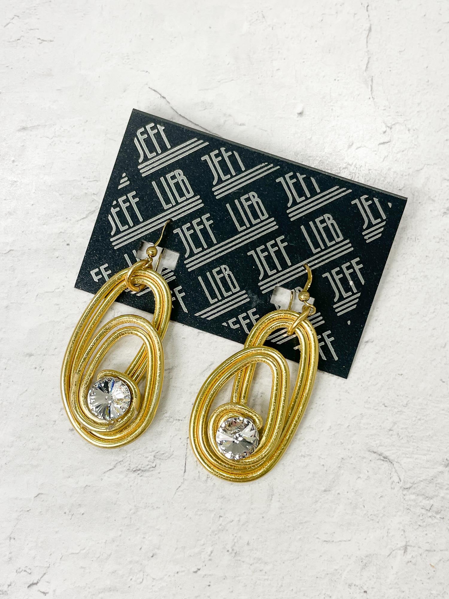 Jeff Lieb Total Design Jewelry Crystal & Duo Wire Drop Earrings, Gold - Statement Boutique