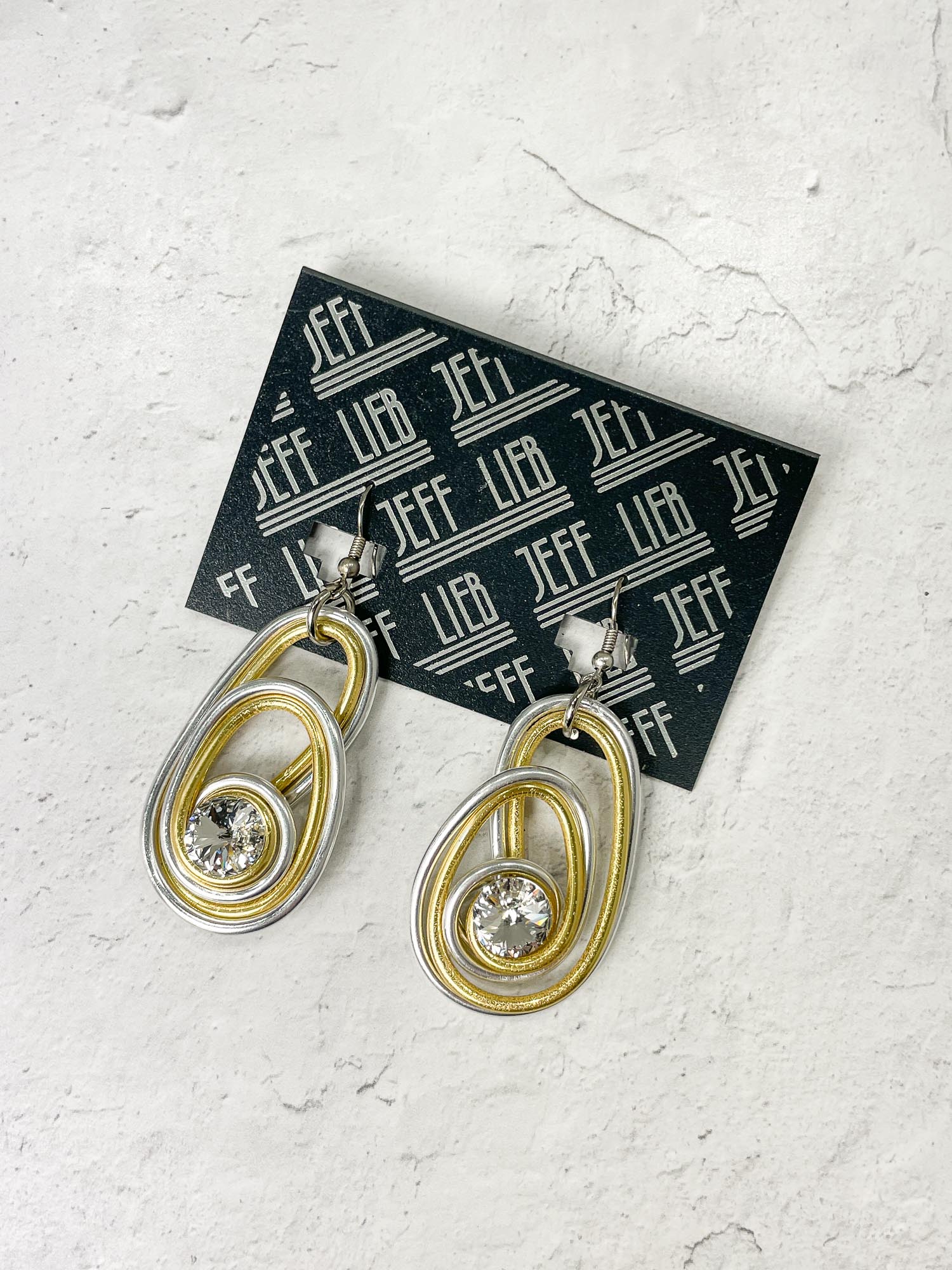 Jeff Lieb Total Design Jewelry Crystal & Duo Wire Drop Earrings, Silver/Gold - Statement Boutique