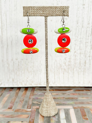 Wood & Resin Shapes Drop Earrings, Multi
