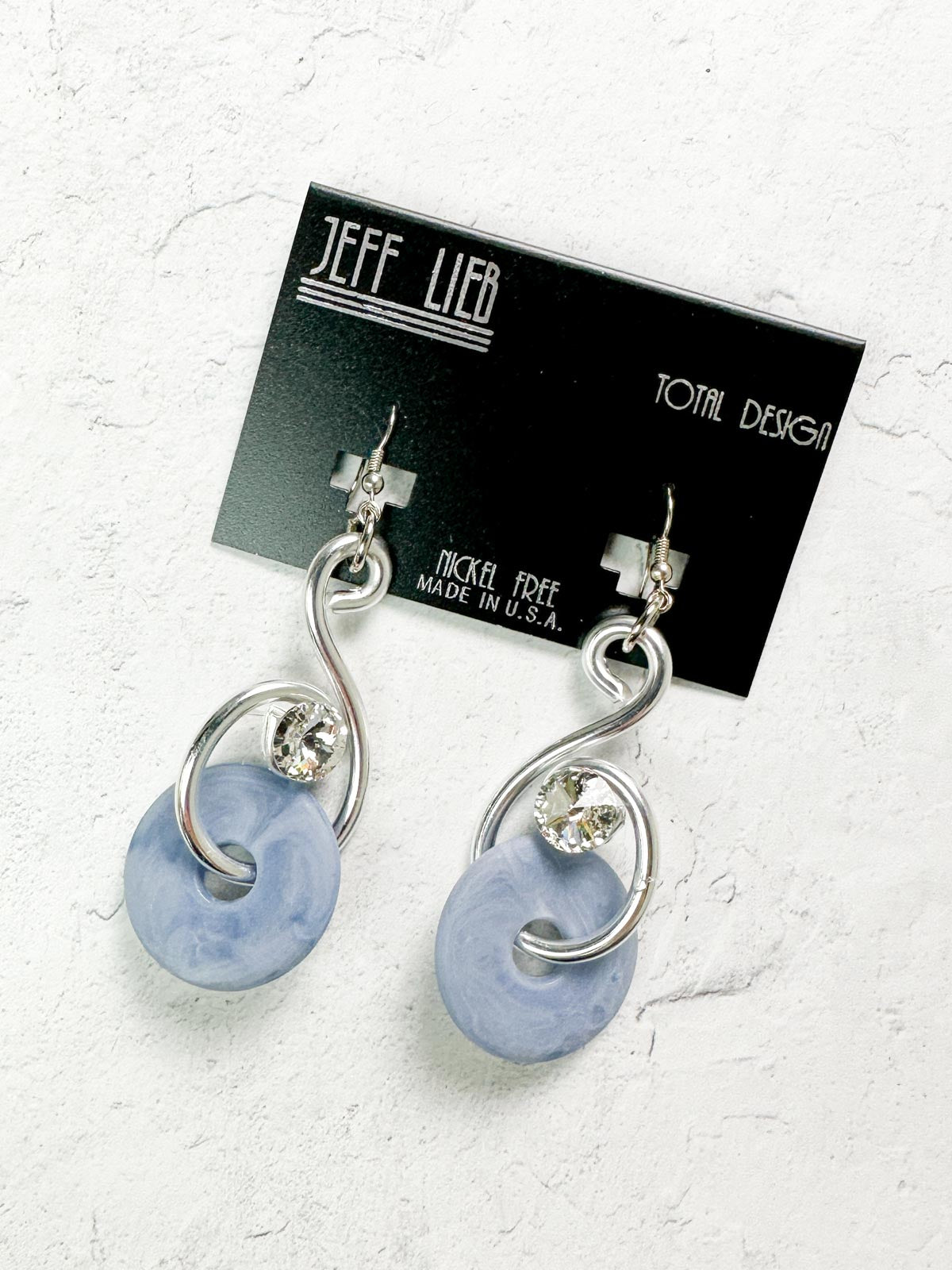 Jeff Lieb Total Design Jewelry Wire Swirl Resin Accent Drop Earrings, Blue - Statement Boutique