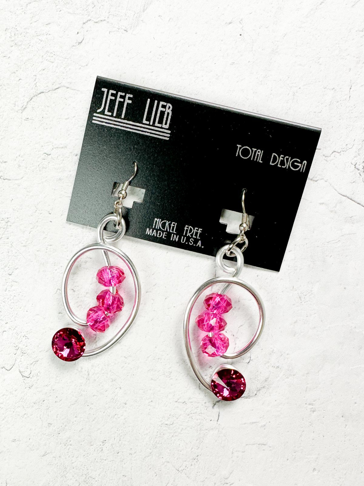 Jeff Lieb Total Design Jewelry Wire & Bead Drop Earrings, Silver/Pink - Statement Boutique
