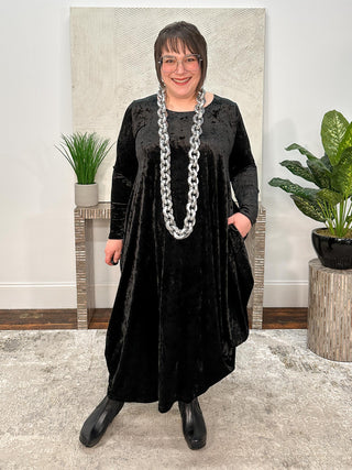 Long Faceted Wooden Loop Chain Necklace, Silver