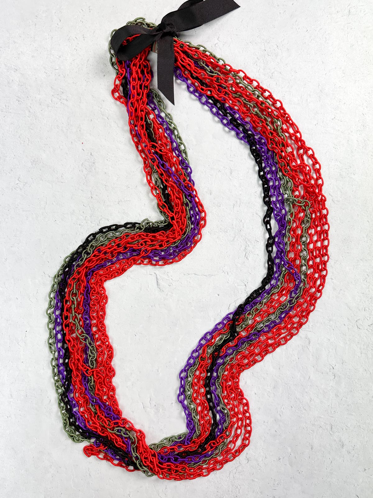 Jianhui London 10 Strand Fabric Chain Necklace, Multi - Statement Boutique