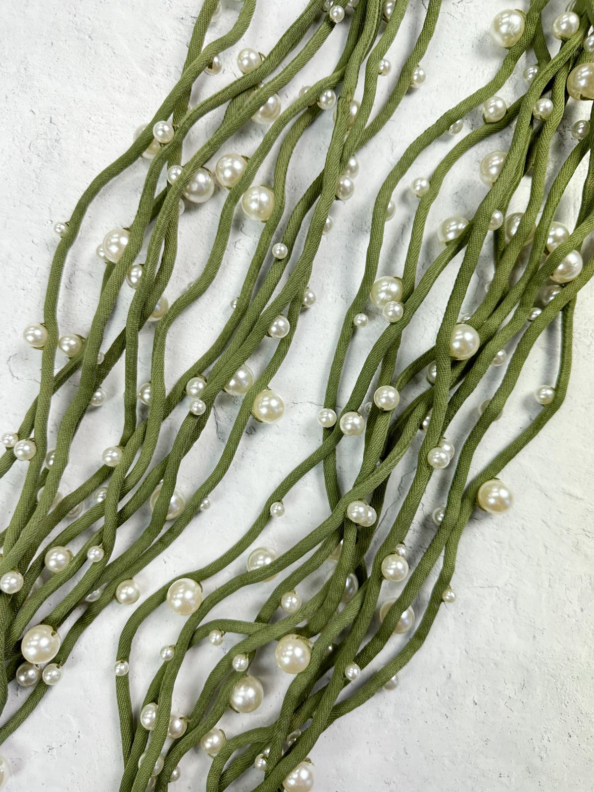 Jianhui London 10 Strand Mixed Small Pearls on Cord Necklace, White/Green - Statement Boutique