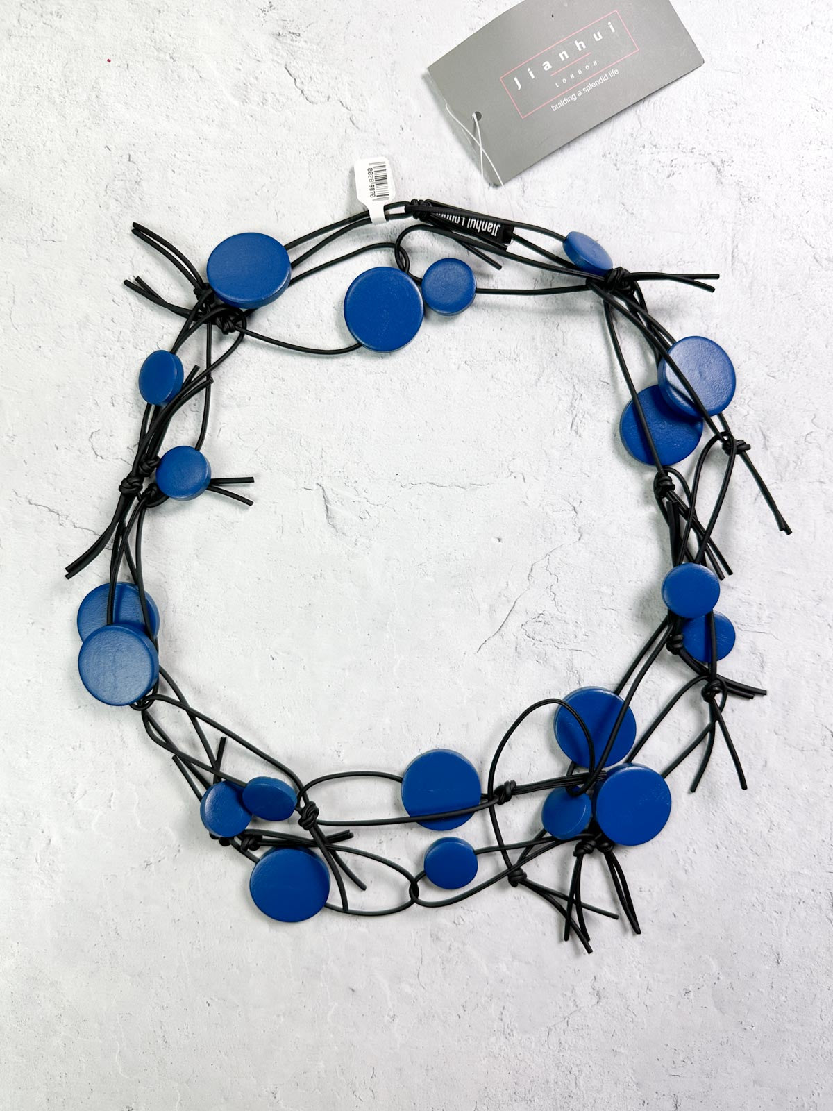 Jianhui London Coins &amp; Leatherette Chain Necklace, Pantone Blue - Statement Boutique
