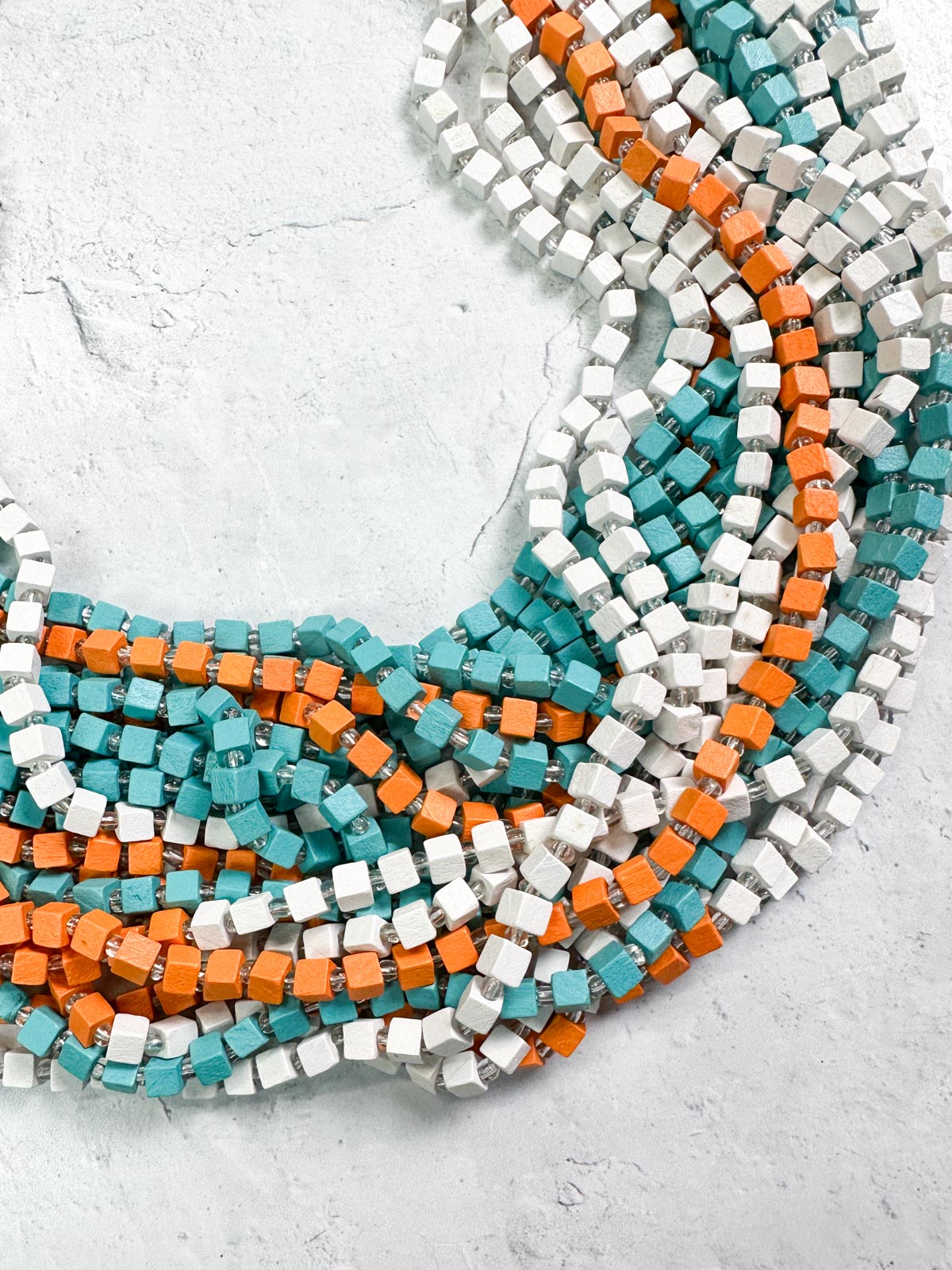 Jianhui London Colorblocked The Next Pashmina Beaded Necklace, Orange/Turquoise/White - Statement Boutique