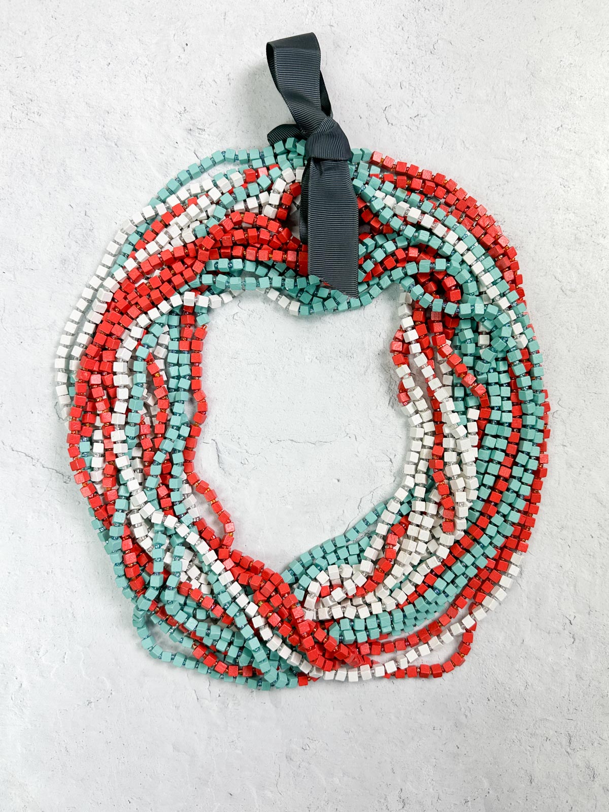 Jianhui London Colorblocked The Next Pashmina Beaded Necklace, Red/Turquoise/White - Statement Boutique