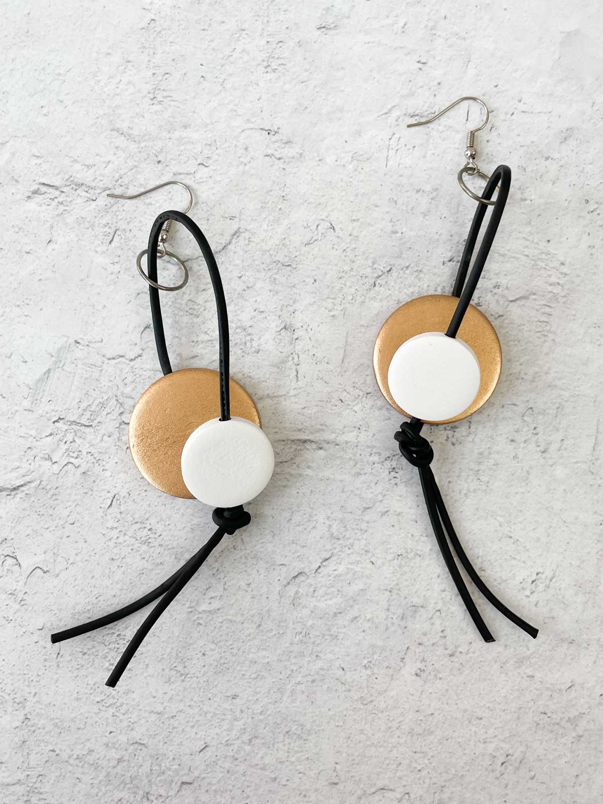 Jianhui London Coins Leatherette Drop Earrings, Gold/White - Statement Boutique
