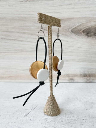 Jianhui London Coins Leatherette Drop Earrings, Gold/White - Statement Boutique