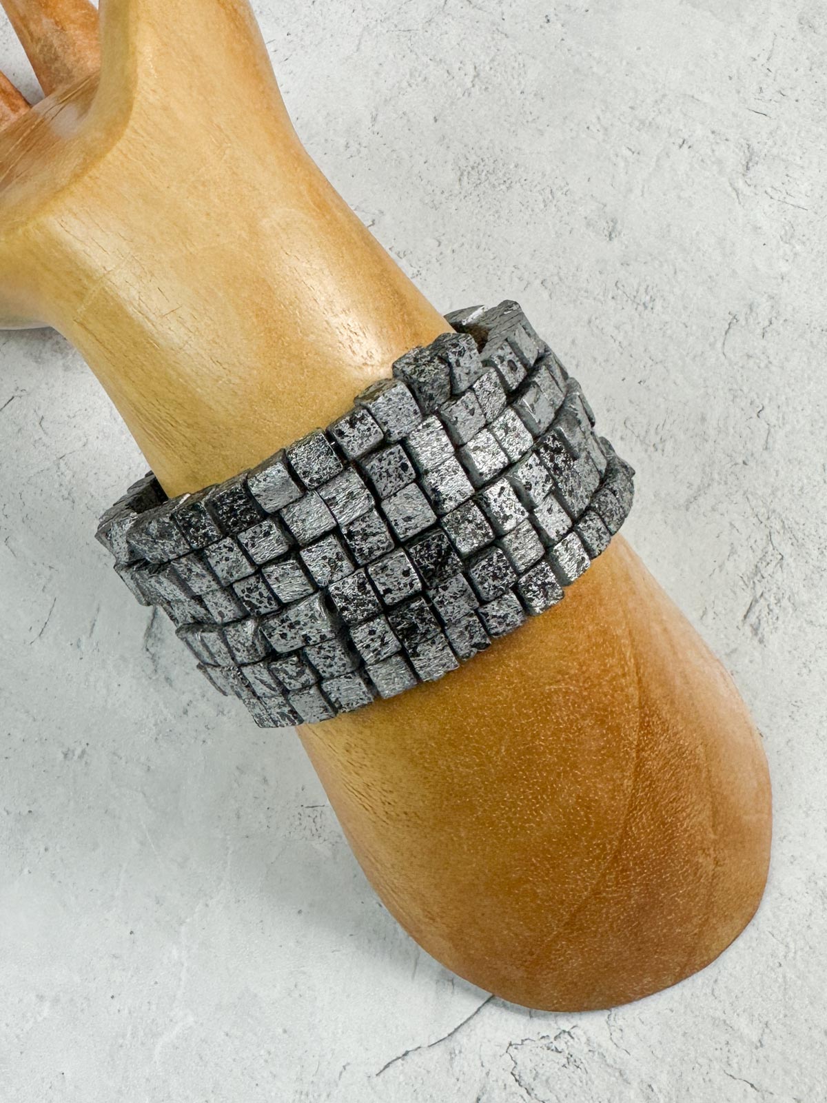 Jianhui London Hand Painted Wooden Bead Snake Bracelet, Silver/Black - Statement Boutique