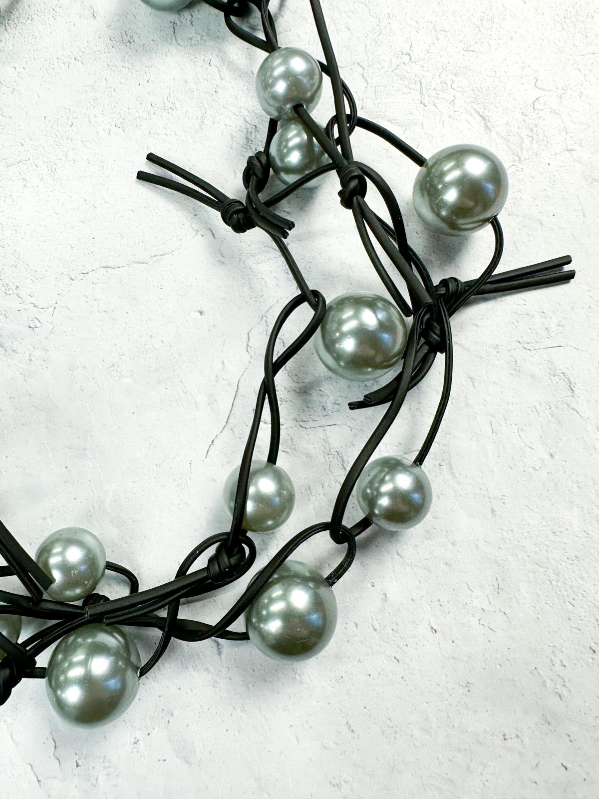 Jianhui London Large Pearls on Leatherette Chain Necklace, Grey - Statement Boutique