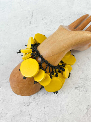 Jianhui London Mix Coins Stretch Bracelet, Yellow - Statement Boutique
