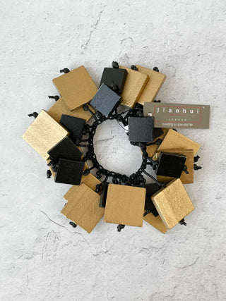 Jianhui London Mix Squares Stretch Bracelet, Black/Gold - Statement Boutique