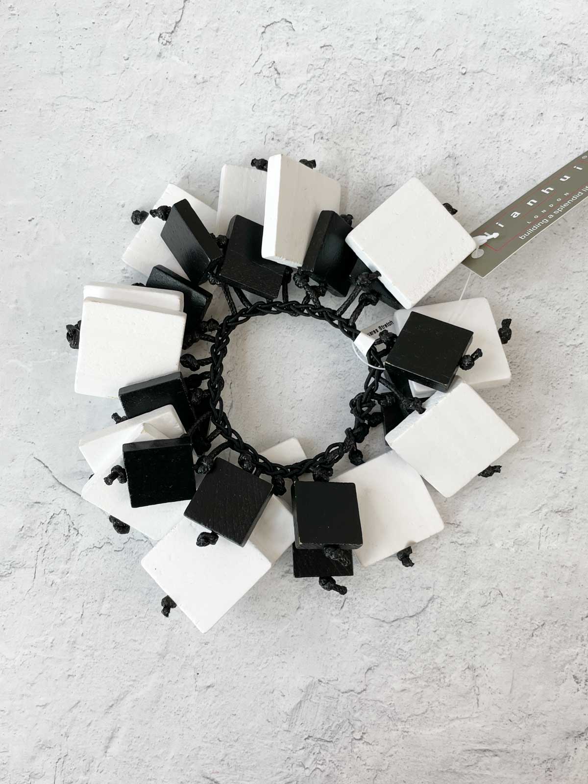 Jianhui London Mix Squares Stretch Bracelet, Black/White - Statement Boutique