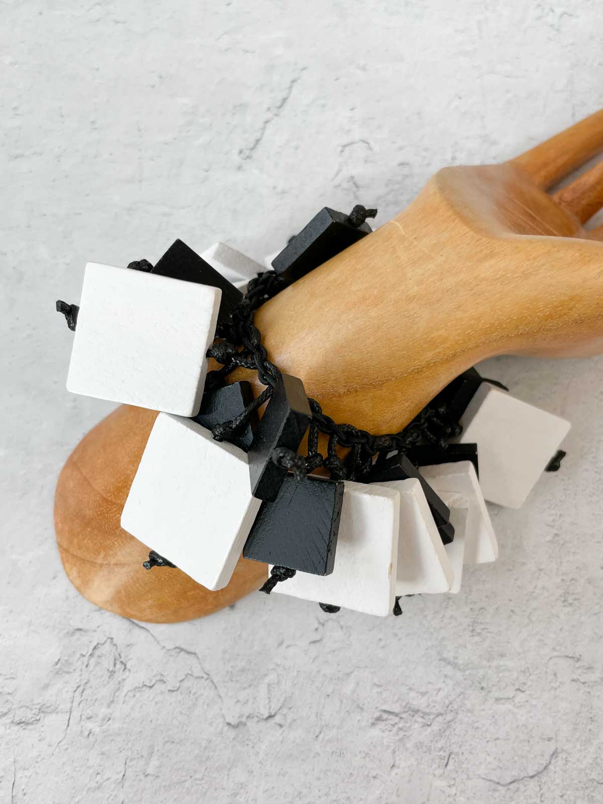 Jianhui London Mix Squares Stretch Bracelet, Black/White - Statement Boutique