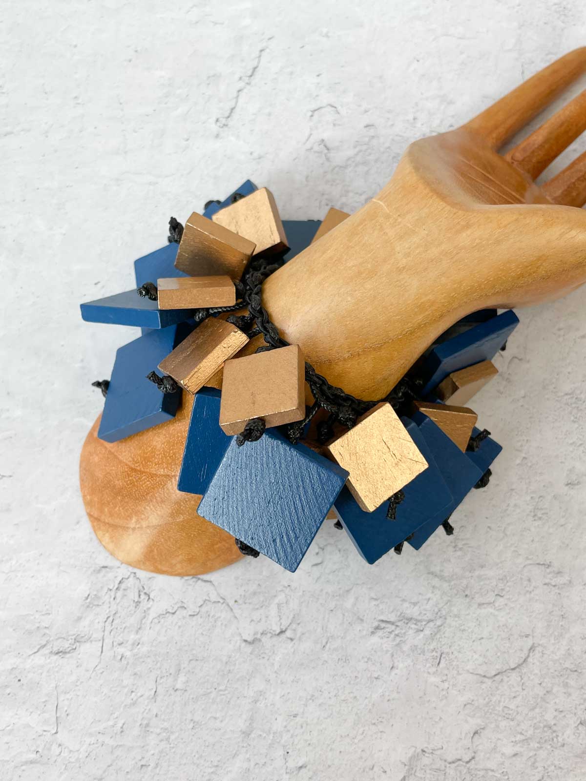 Jianhui London Mix Squares Stretch Bracelet, Pantone Blue/Gold - Statement Boutique
