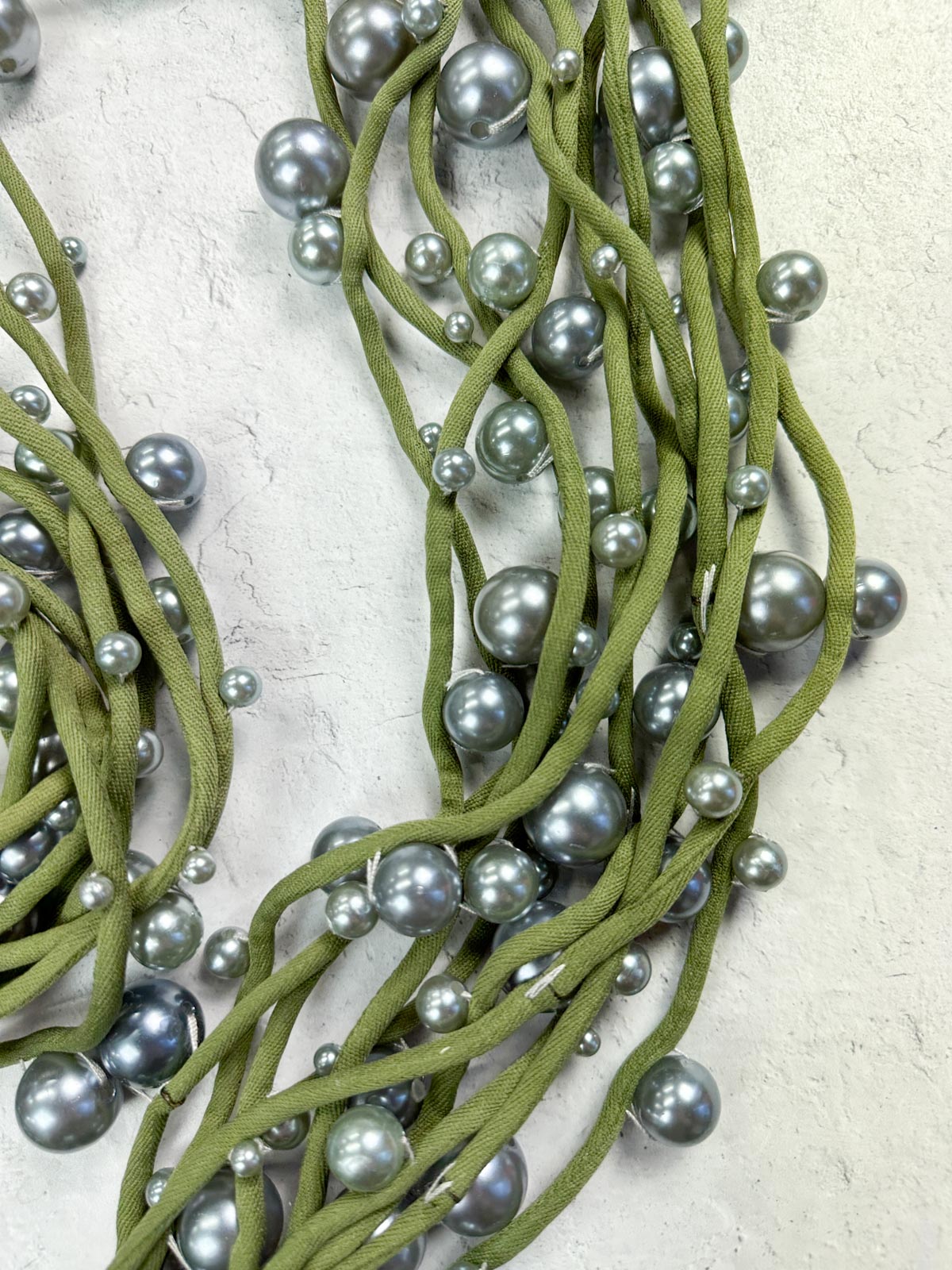 Jianhui London 10 Strand Mixed Large Pearls on Cord Necklace, Grey/Green - Statement Boutique