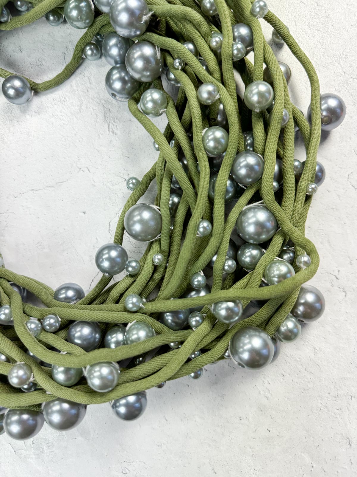 Jianhui London 10 Strand Mixed Large Pearls on Cord Necklace, Grey/Green - Statement Boutique
