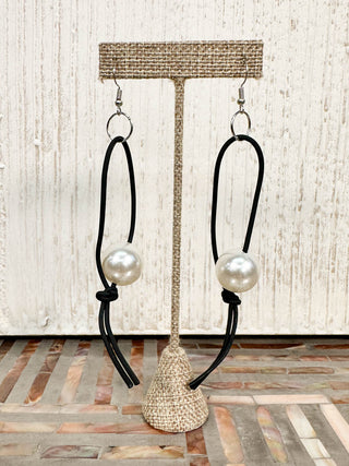 Jianhui London Pearl Leatherette Drop Earrings, White/Black - Statement Boutique