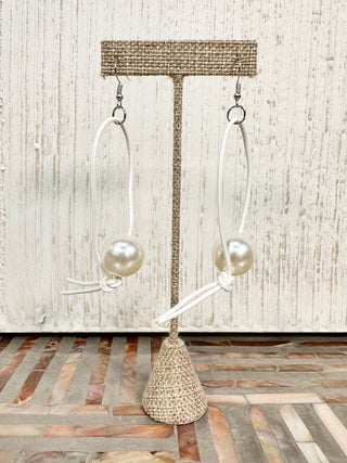 Jianhui London Pearl Leatherette Drop Earrings, White/White - Statement Boutique