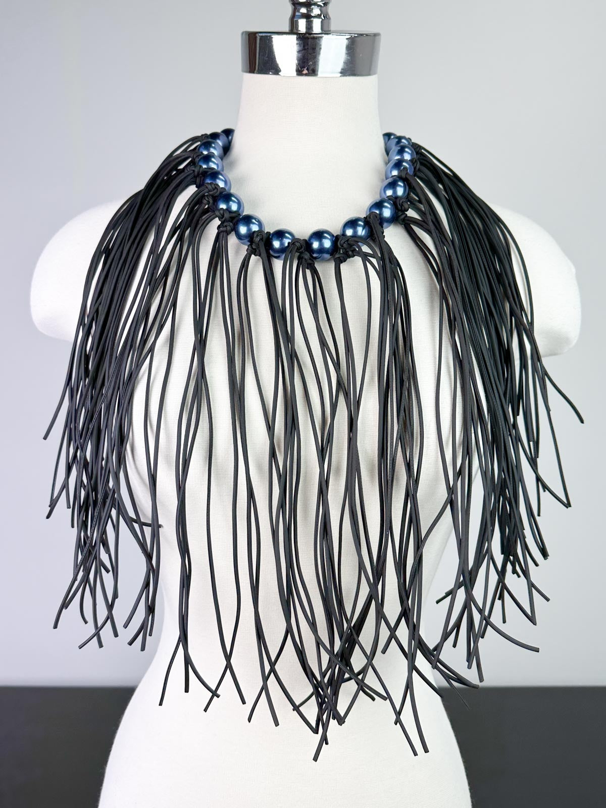Leather fringe necklace top