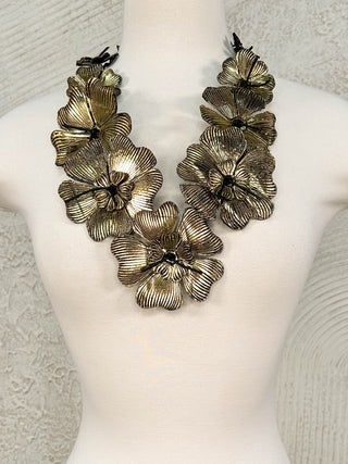 Plumeria Flower Necklace, Gold