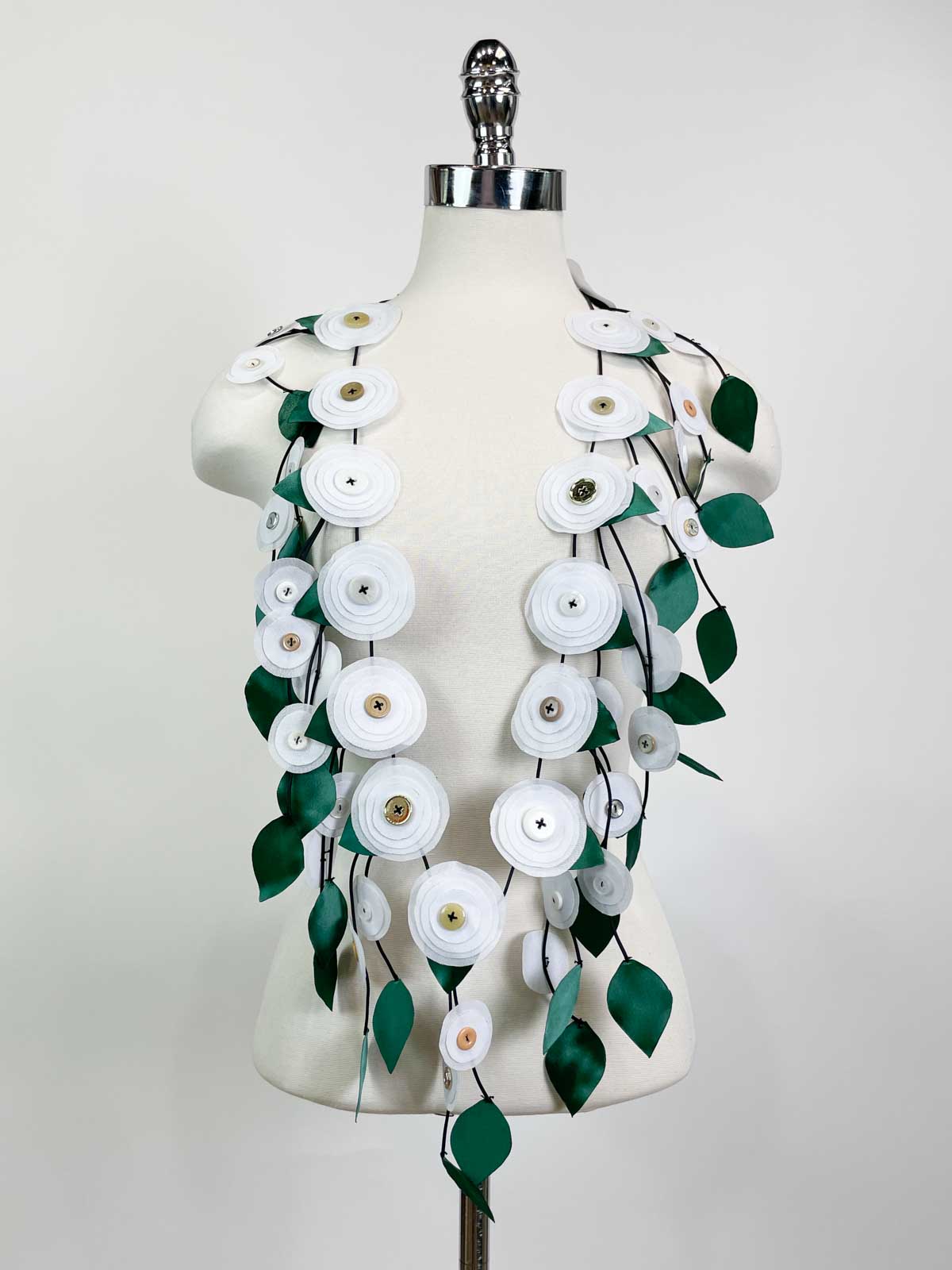 Jianhui London Recycled Fabric Flower Necklace, White - Statement Boutique