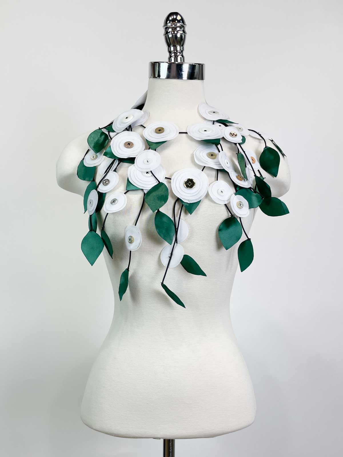 Jianhui London Recycled Fabric Flower Necklace, White - Statement Boutique