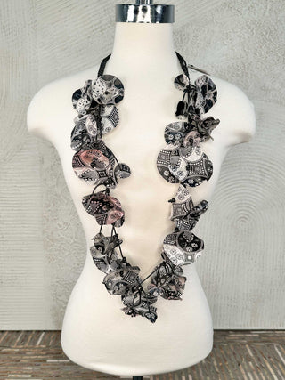 Jianhui London Recycled Fabric Lotus Leaves Necklace, Black - Statement Boutique