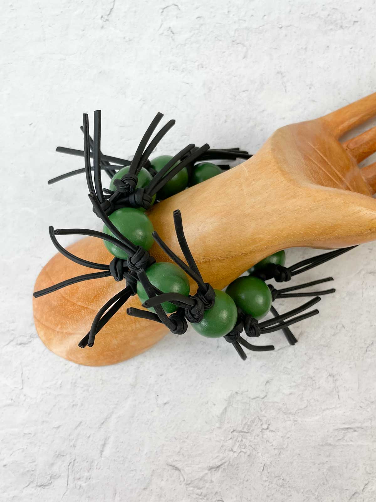 Jianhui London Round Bead Leatherette Spikes Bracelet, Spring Green - Statement Boutique
