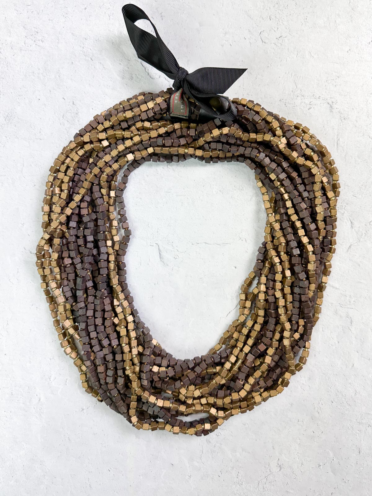 Jianhui London The Next Pashmina Beaded Necklace, Brown/Gold - Statement Boutique