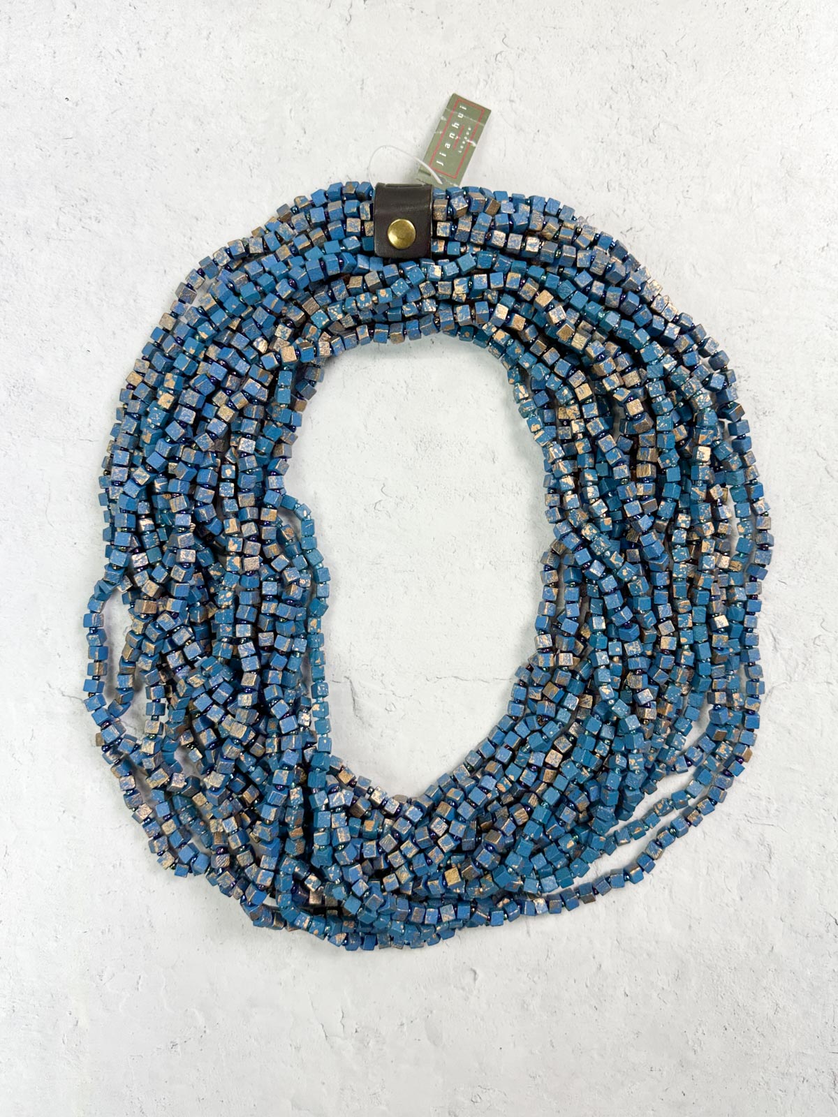 Jianhui London Hand Painted The Next Pashmina Beaded Necklace, Blue/Gold - Statement Boutique