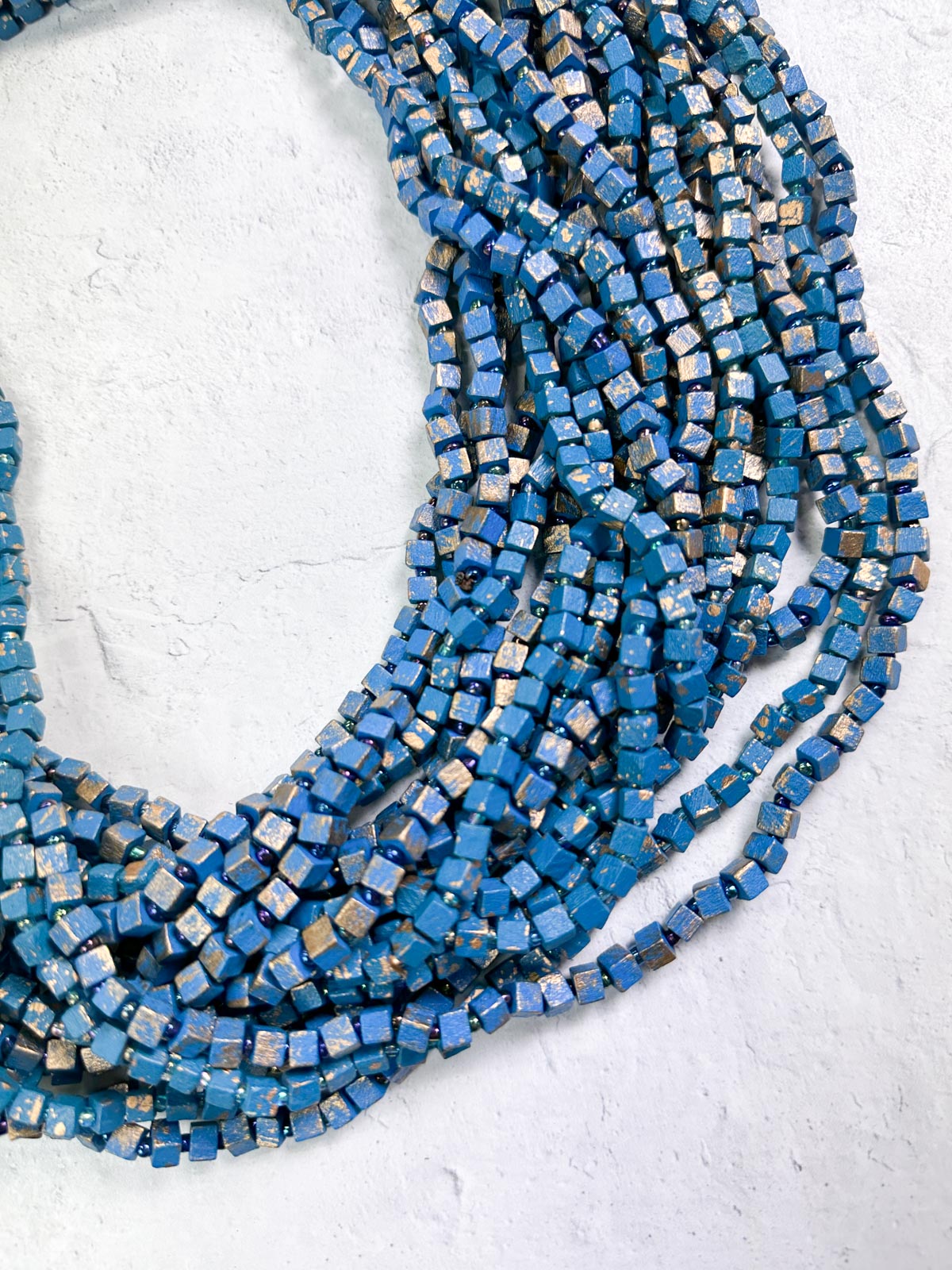 Jianhui London Hand Painted The Next Pashmina Beaded Necklace, Blue/Gold - Statement Boutique