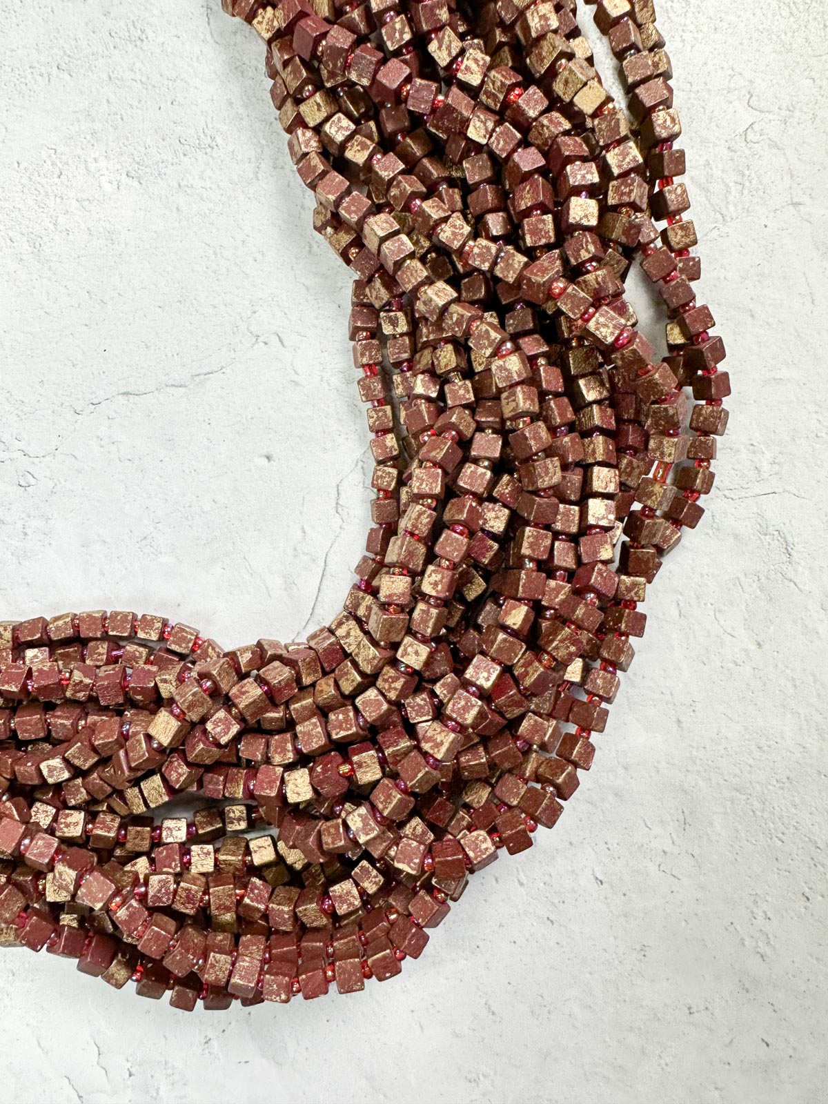 Jianhui London Hand Painted The Next Pashmina Beaded Necklace, Burgundy/Gold - Statement Boutique