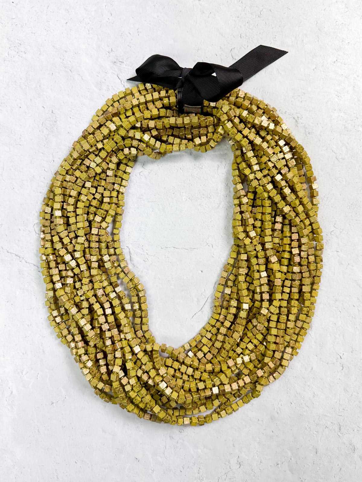 Jianhui London Hand Painted The Next Pashmina Beaded Necklace, Chartreuse/Gold - Statement Boutique